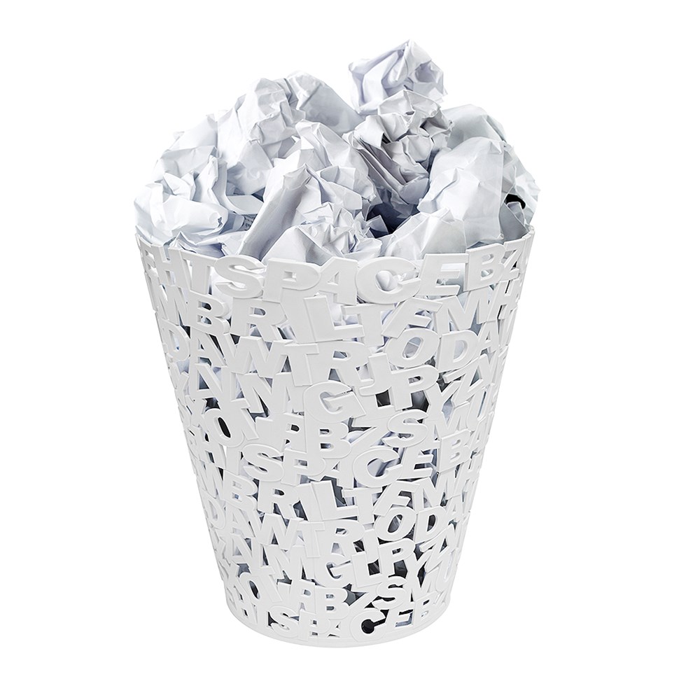 Afvalbak,Letters,wit,plastic