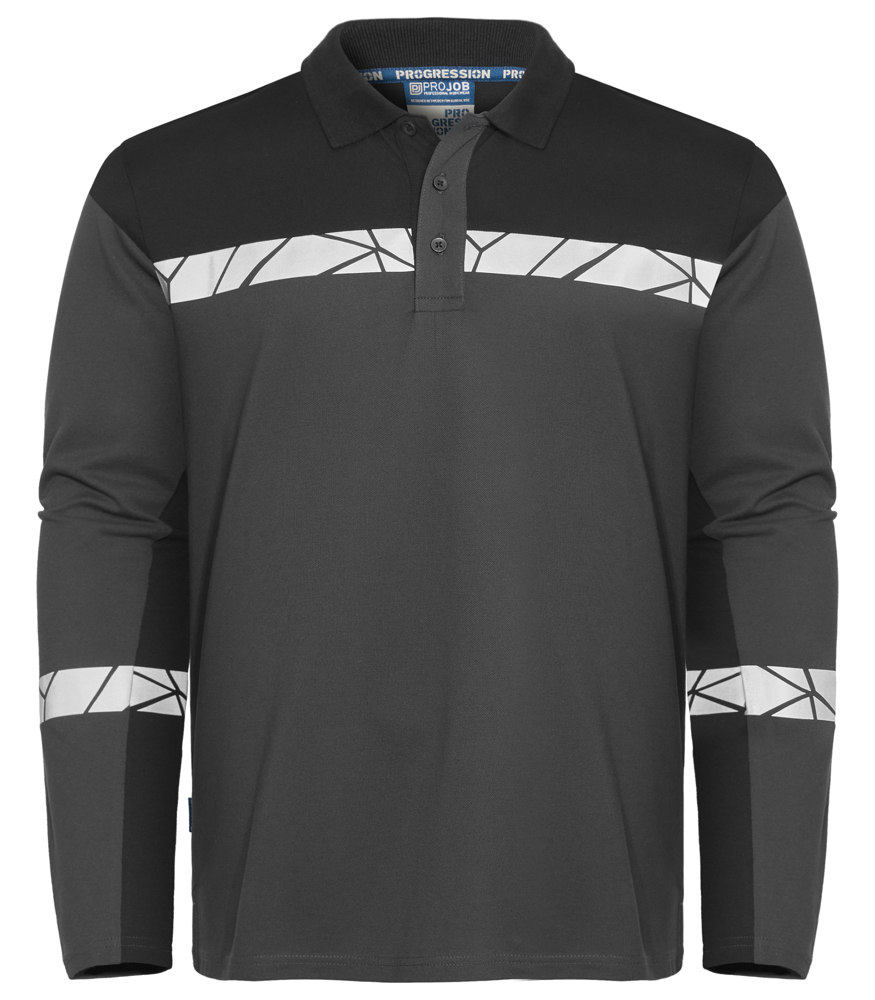 7004 POLO LANGE MOUWEN - Grijs/Zwart