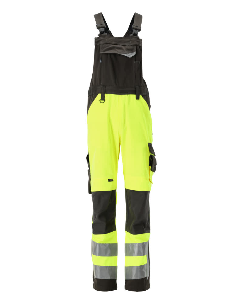 Amerikaanse overall met kniezakken - hi-vis geel/donkerantraciet
