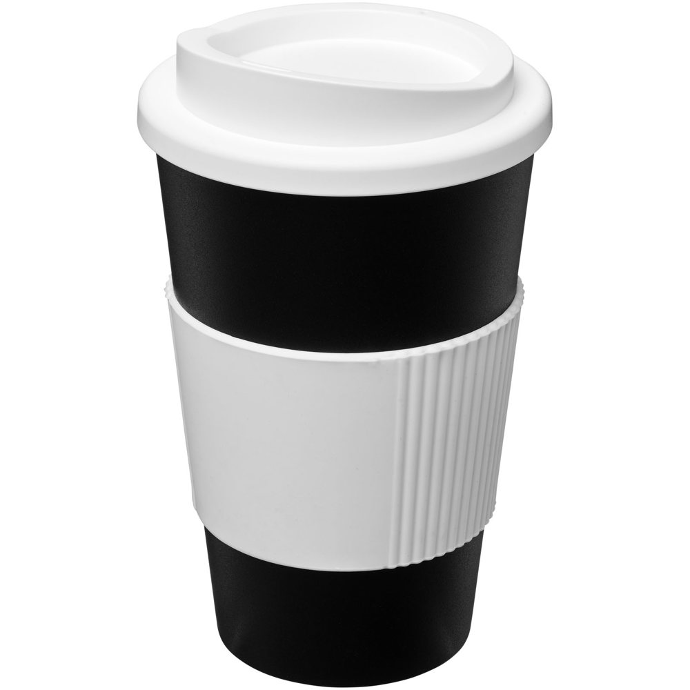 Americano® 350 ml geïsoleerde beker met grip - zwart, wit