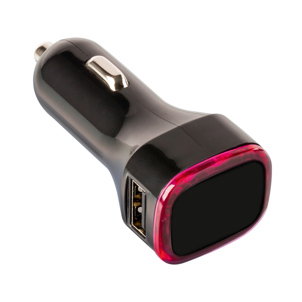 USB car charger COLLECTION 500 - magenta, zwart / magenta