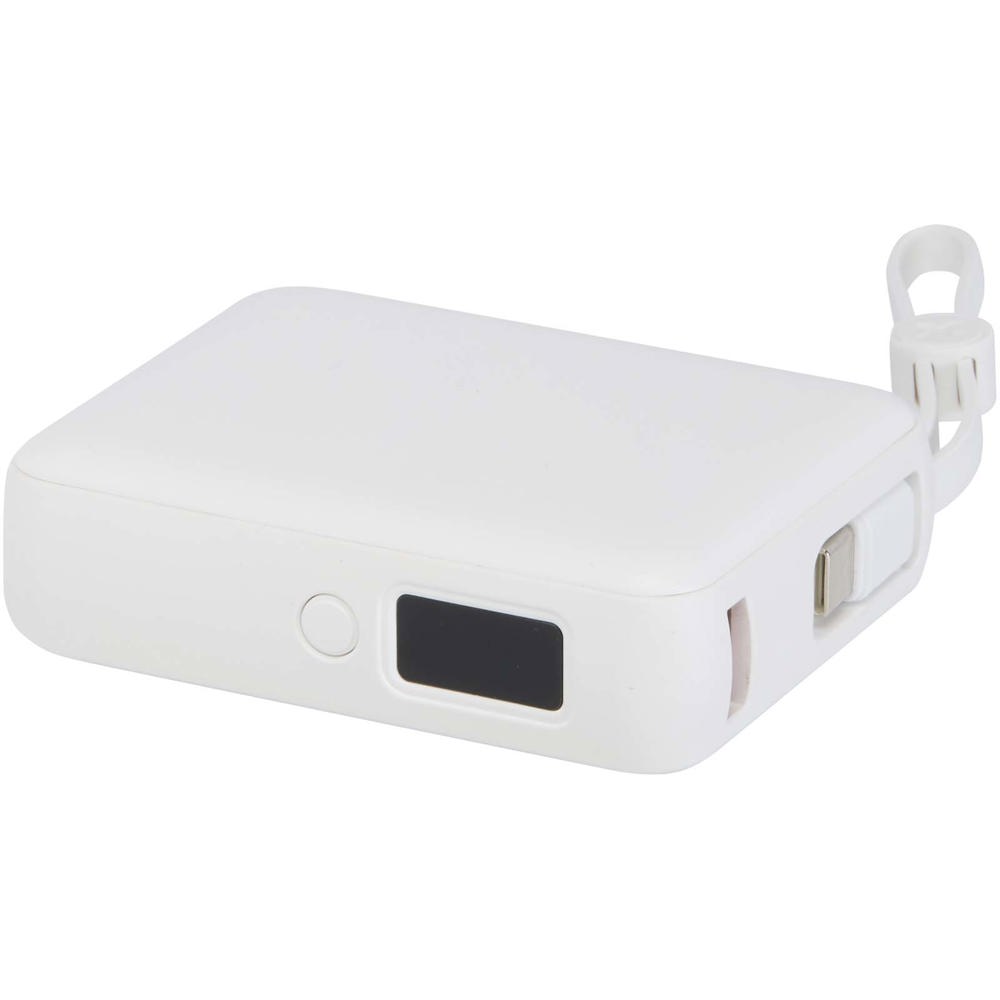 Acrux tabletpowerbank van 10.000 mAh 35 W met ingebouwde Type-C kabel van gerecycled plastic
