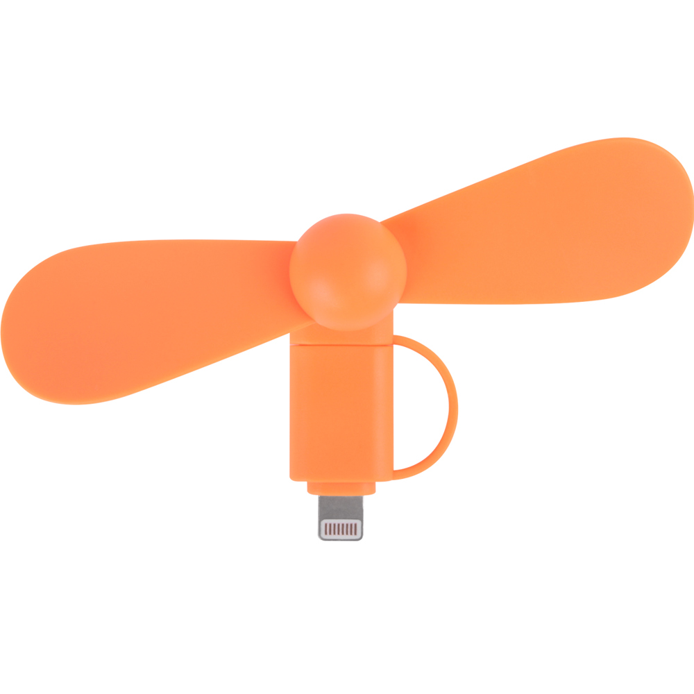 2 in 1 PROMO ventilator met Lightning (Apple) en Type C USB-aansluiting - Oranje