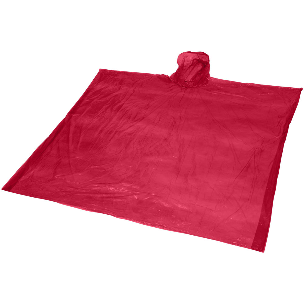 Mayan gerecyclede wegwerp regenponcho met opbergtasje - Rood
