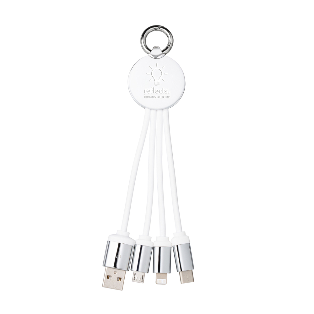 3-in-1 oplaadkabel met licht REEVES-PUHALANI - zilver, wit / wit / wit